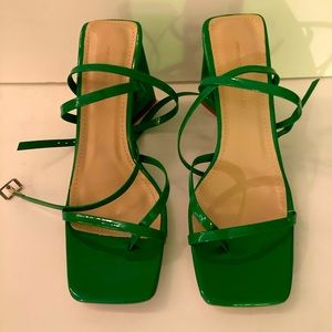 Brand New Princess Polly Green Strap Heels Size 9